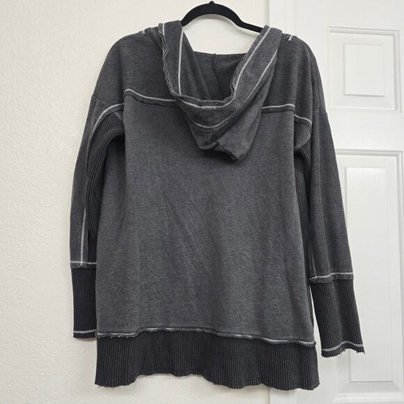 SoftSurroundings Oasis Hoodie Women’s M Charcoal Gray Pullover Ribbed Terrycloth - Picture 5 of 11